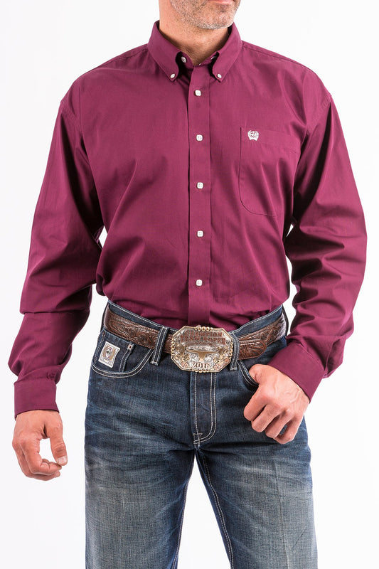 Men's Cinch Burgundy Longsleeve Button Down