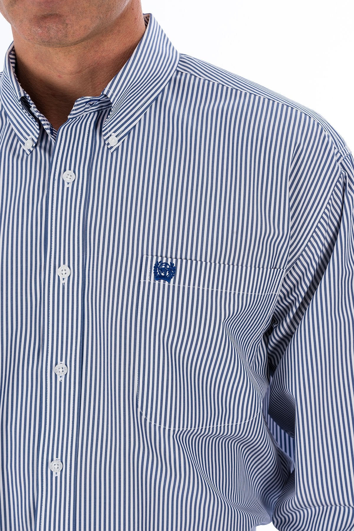 Men's Cinch Royal Blue Strip Longsleeve Button Down