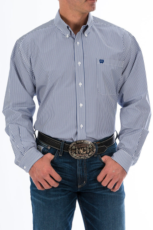 Men's Cinch Royal Blue Strip Longsleeve Button Down