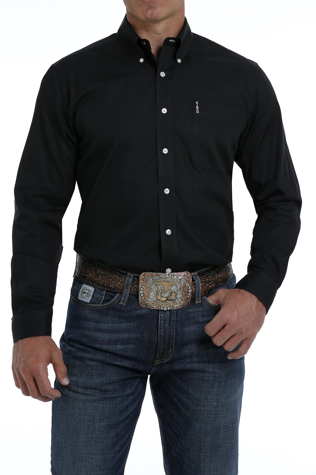 Men's Cinch Black Longsleeve Button Down