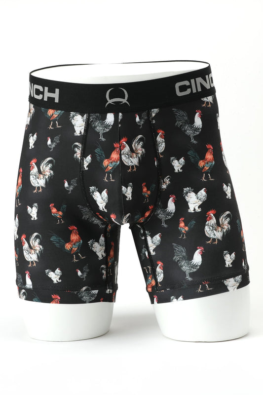 Cinch Mens Rooster Print 6" Boxer Briefs
