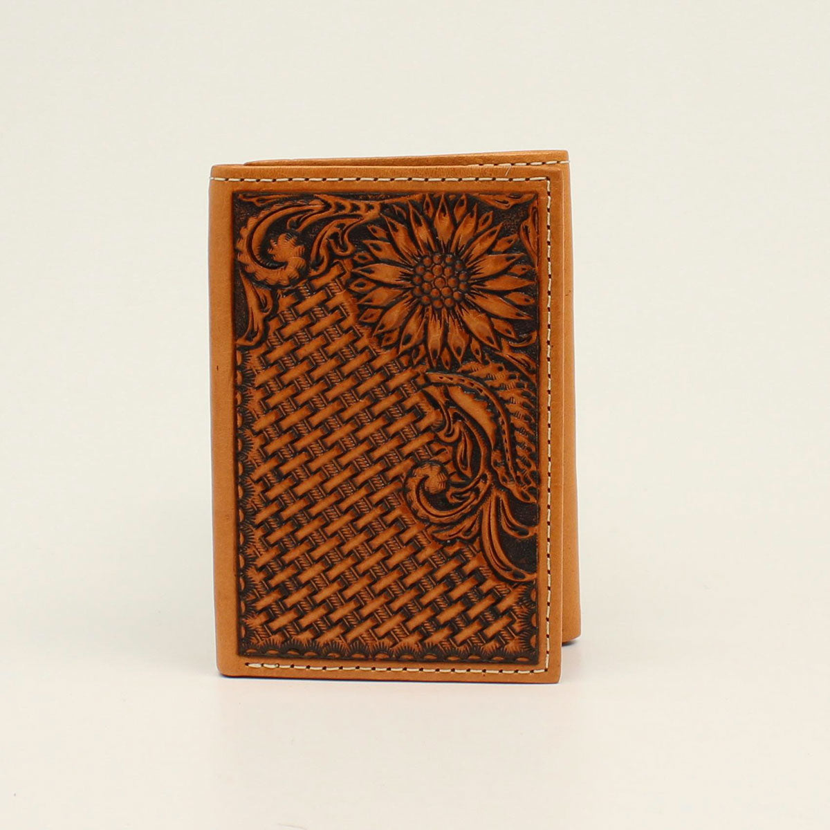 The Tri-Fold Basket Weave Sunflower Wallet