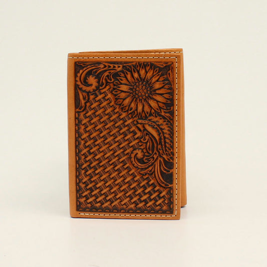 The Tri-Fold Basket Weave Sunflower Wallet