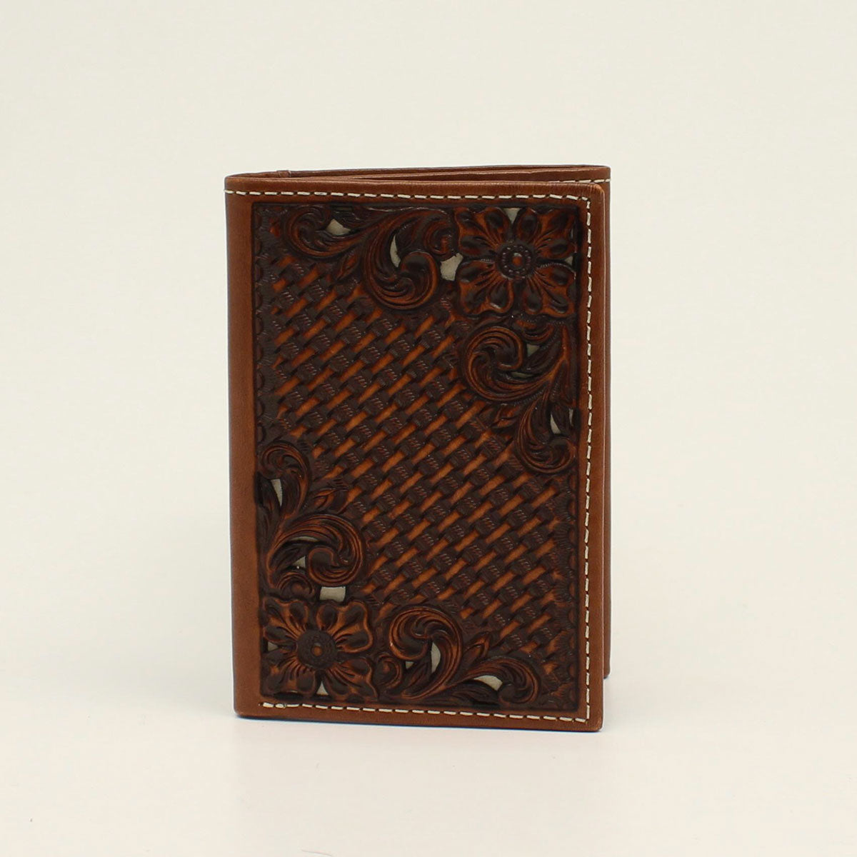 The Tri-Fold Basket Weave Floral Wallet