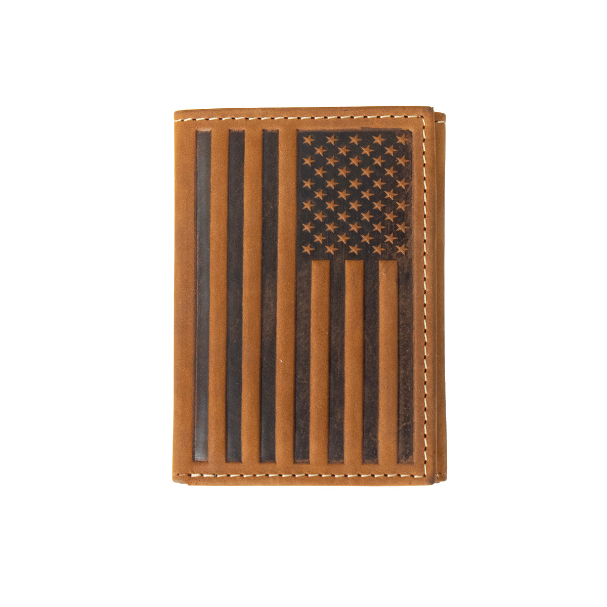 The Tri-Fold Brown Embossed Flag Wallet