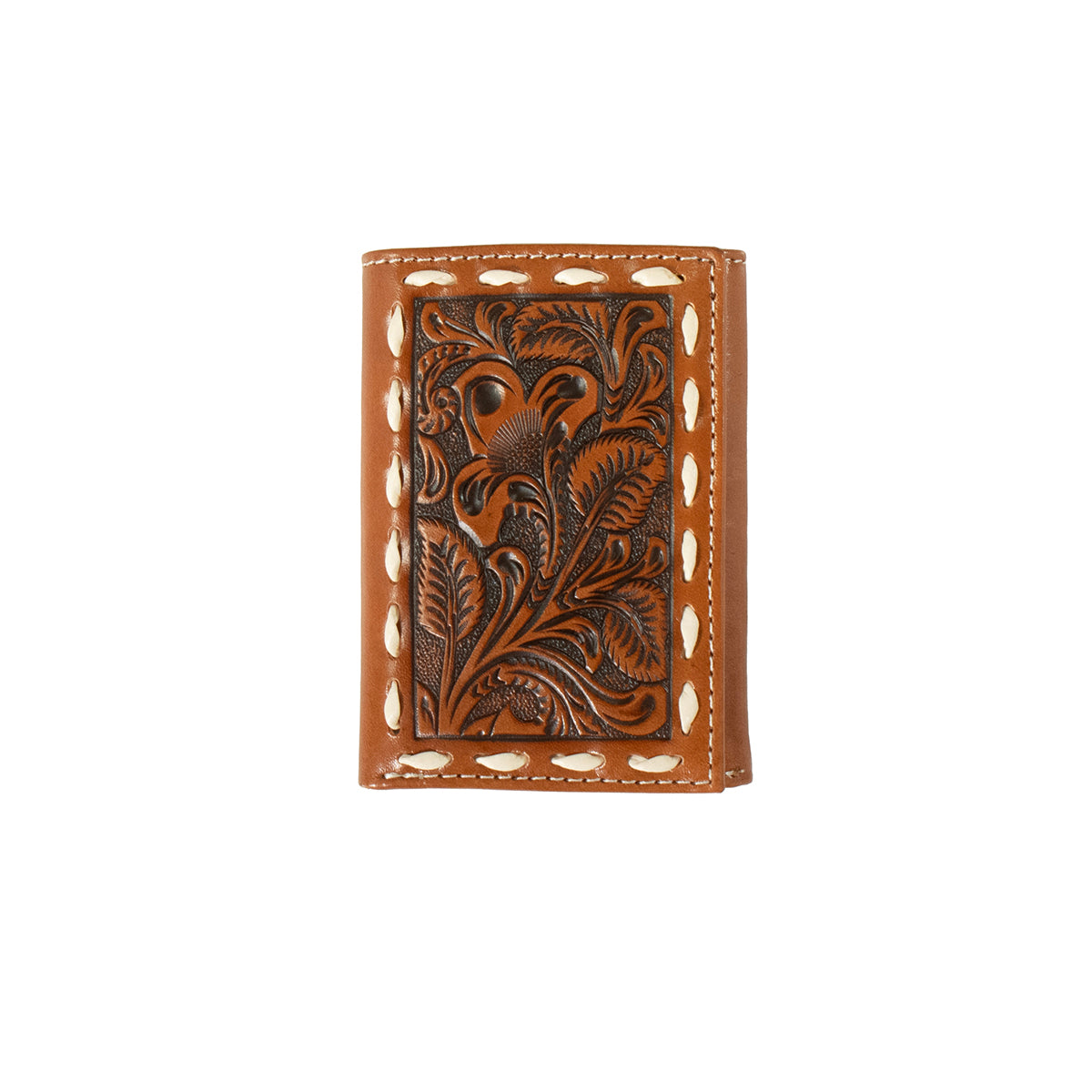 The Tri-Fold Floral Buck Laced Embossed Wallet