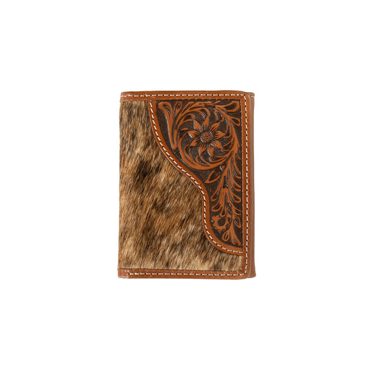 The Tri-Fold Tooled Calf Hair Wallet