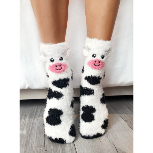 The Fuzzy Cow Crew Sock