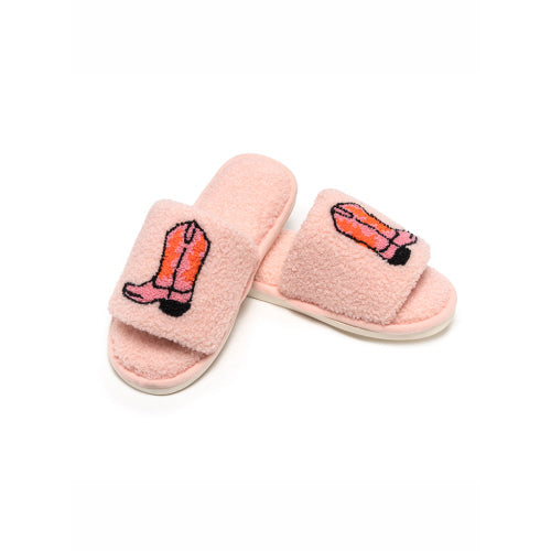 Pink Boot Slippers The Pink Cowgirl Boot Slide Slipper – Be True Western & Boutique