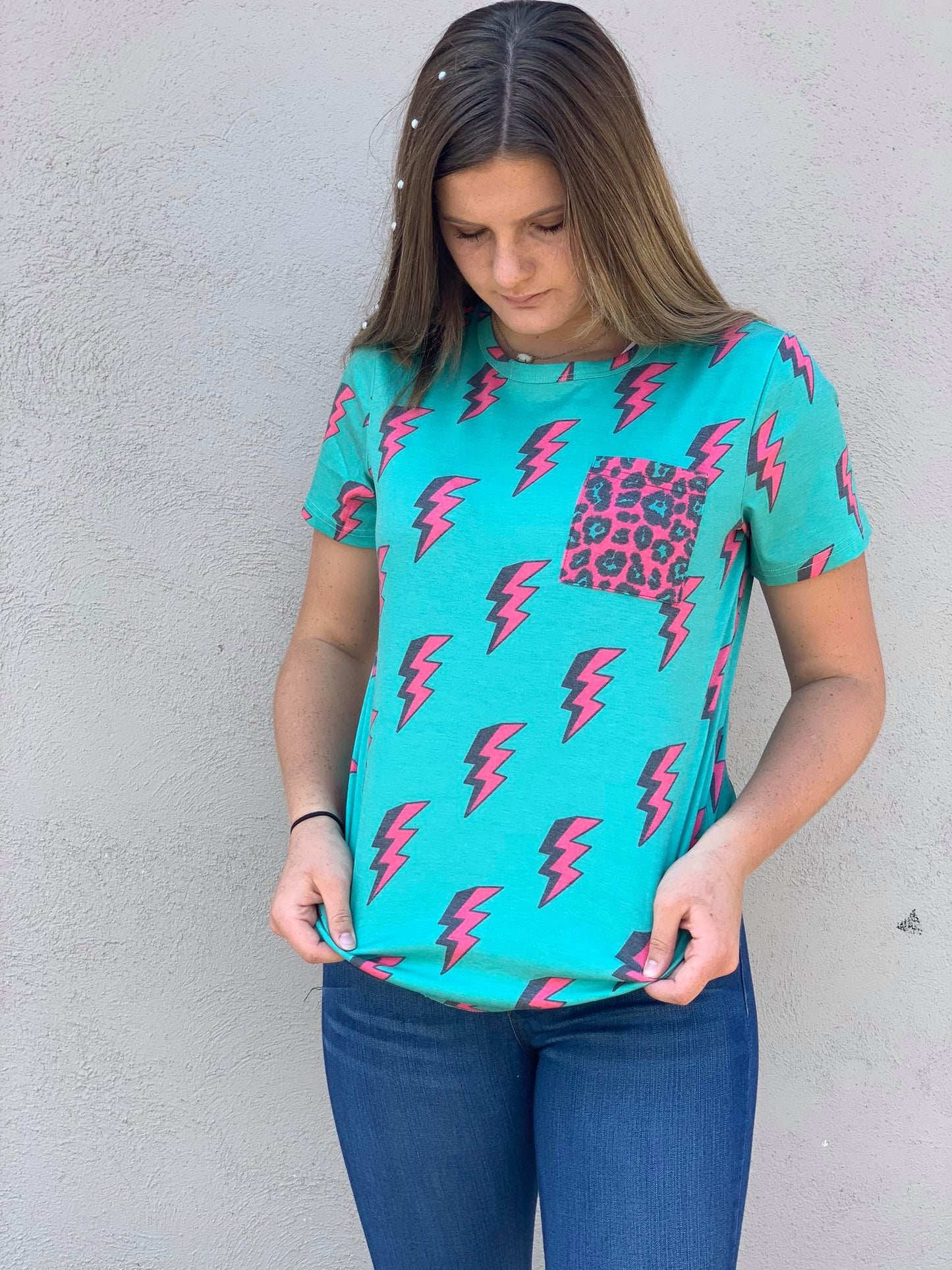 Crazy Train Electric Slide Lightning and Leopard Tee
