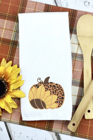 Sunflower Pumpkin Waffle Weave Hand/Tea Towel
