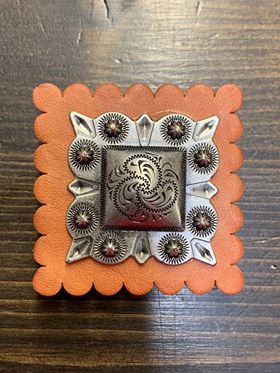 Square Leather Antique Silver Concho Pop Socket