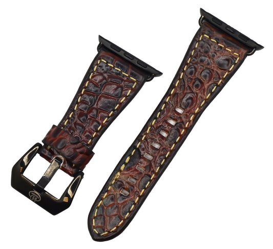 Leather Tapered Brown King Croc Apple Watch Band