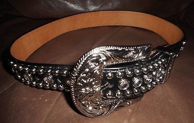 3D Belt Co. Black Studded Girls Belt with Rhinestones 