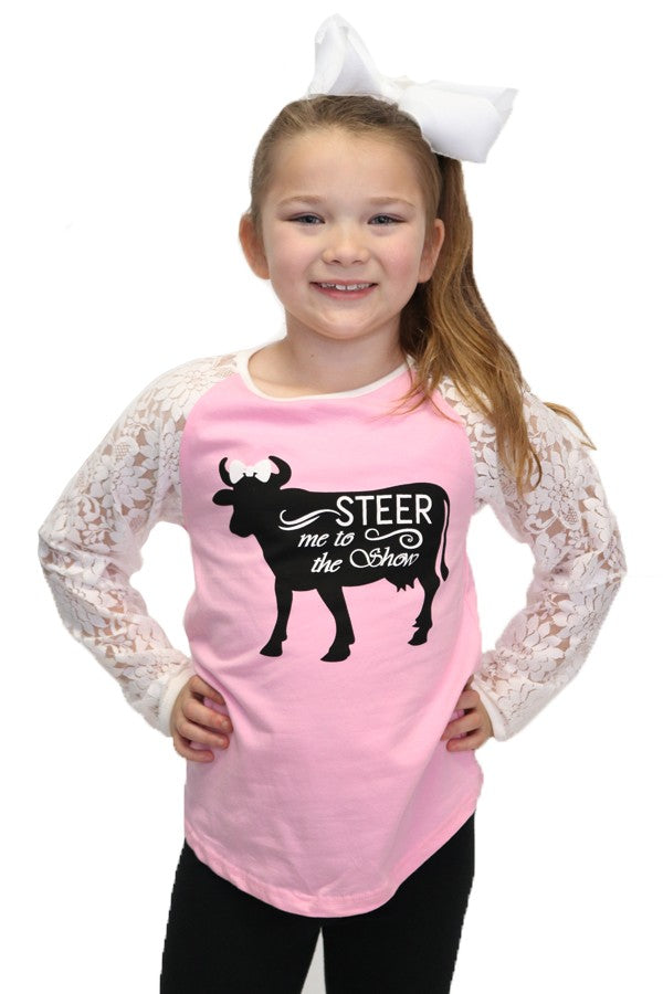 Steer Me To The Show Kids Lace top