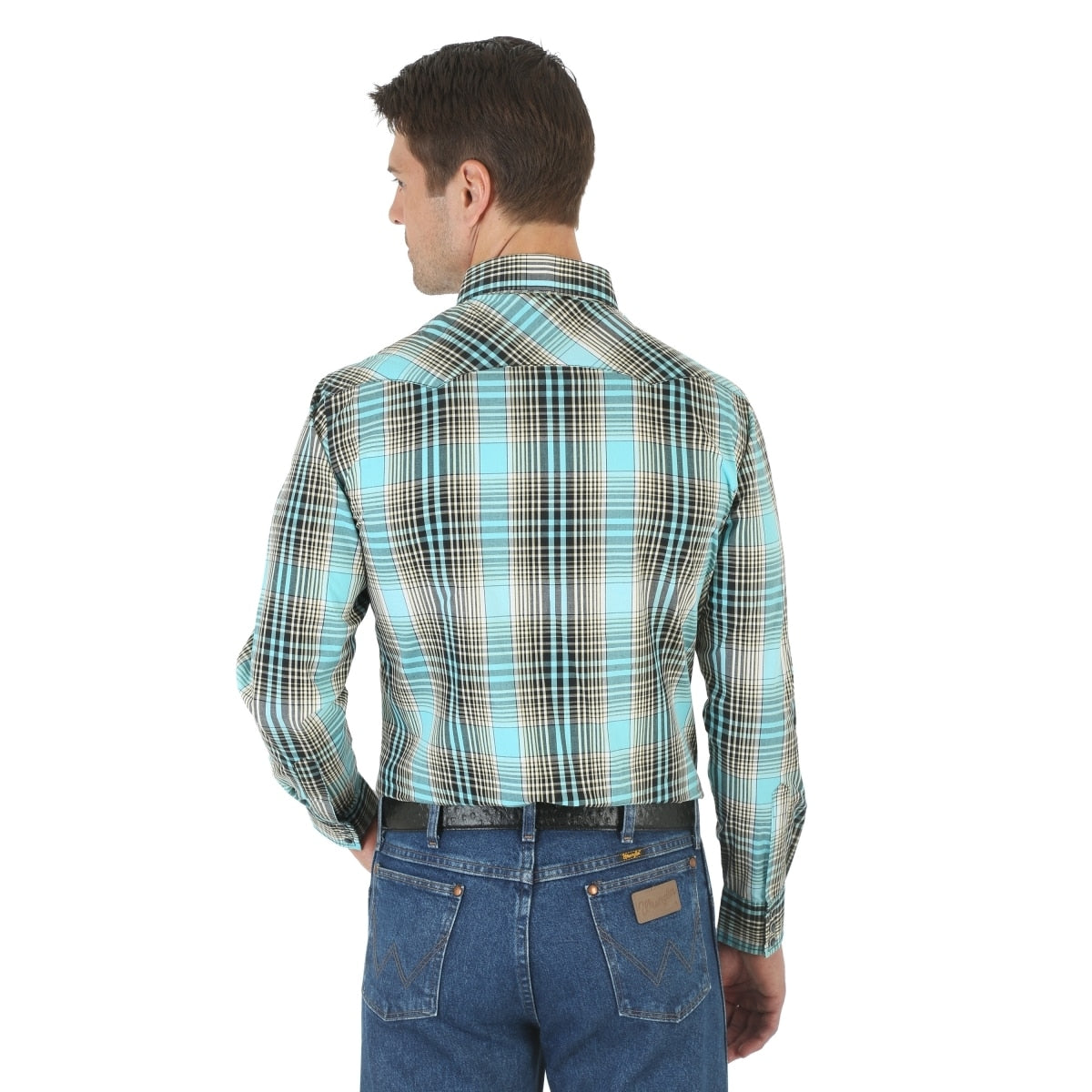 Wrangler Dyed Poplin Plaid Long Sleeve Shirt