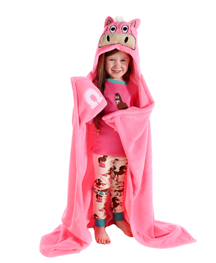 Pink Horse Critter Hooded Blanket by Lazy One