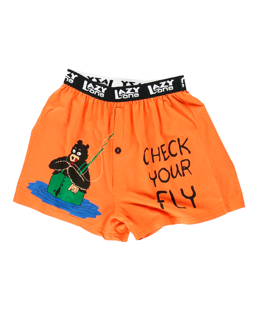 Lazy One Check Your Fly - Fishing | Men's Funny Boxer