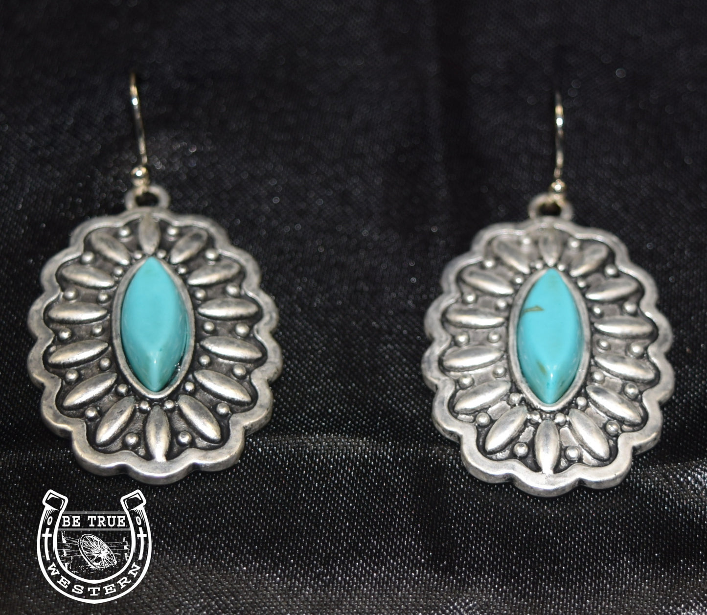 The Turquoise Oval Concho Earrings