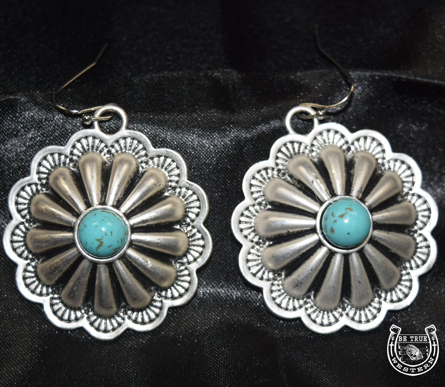 The Turquoise Large Concho Earrings