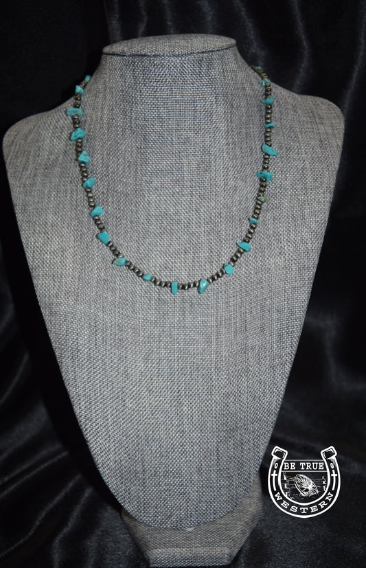 The Pearl & Turquoise Chip Stone Necklace