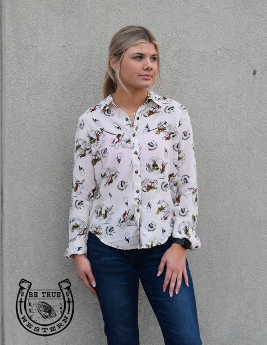 Cruel Women's Vintage Western Button-Down Shirt