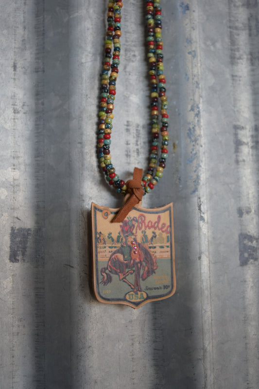 The Rodeo Cowboy Contest Badge Necklace