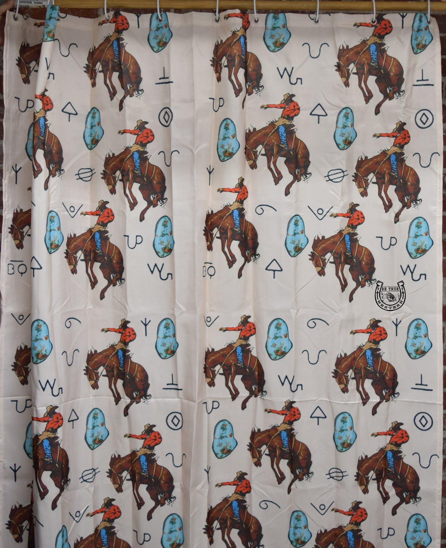 Turquoise And Broncs Shower Curtain