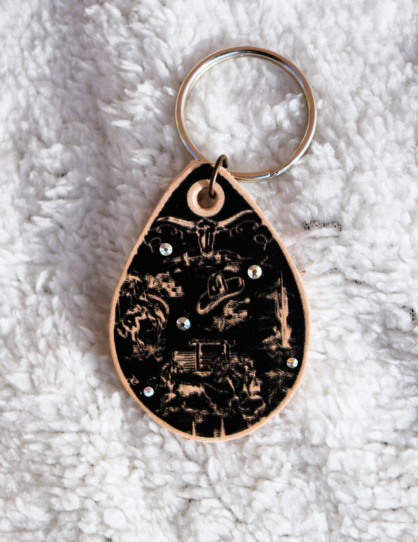 Hand Painted Leather Keychains (multiple designs)
