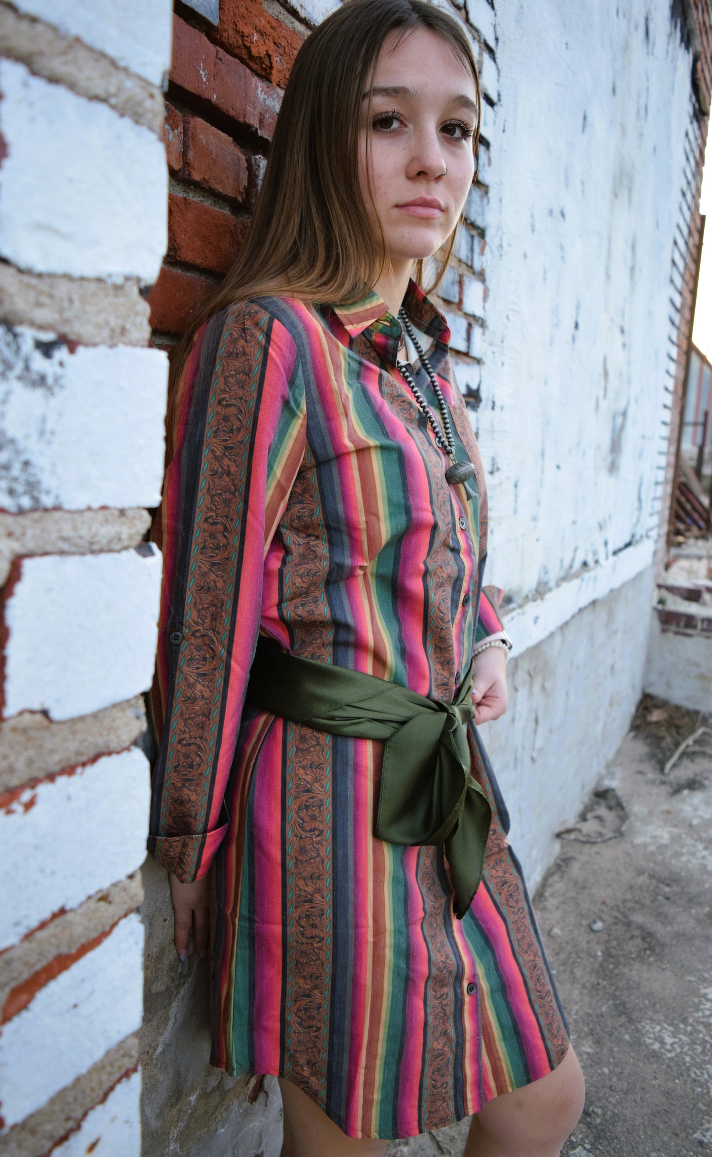 The Giddy Up Serape Button Down Dress