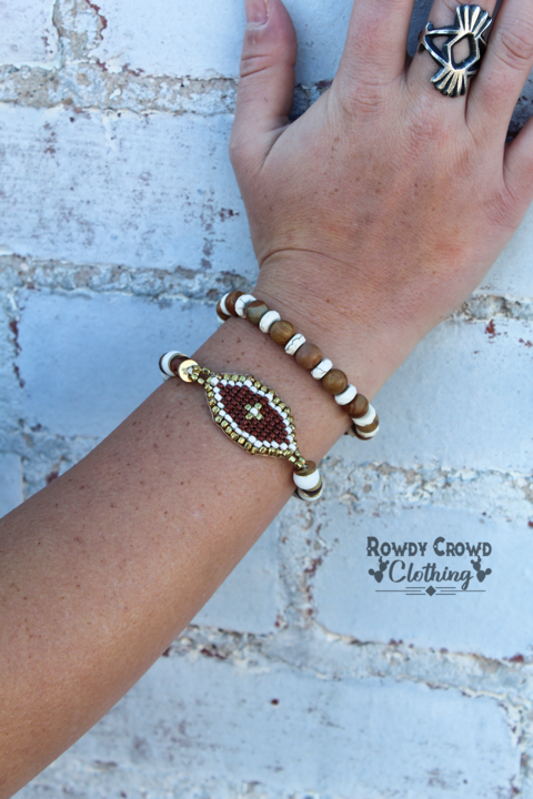 Wristful Thinking Brown Toned Bracelet with beaded accent