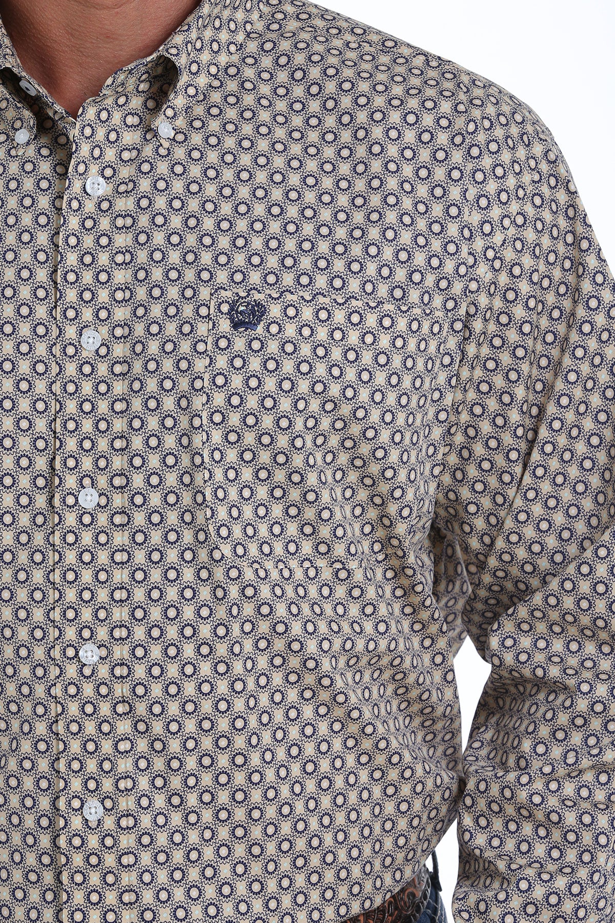 Cinch Men's Printed Camel Plan Weave Button-Down Shirt