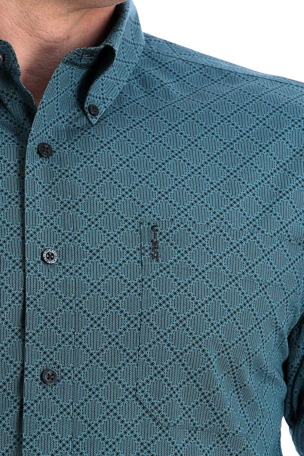 Men's Cinch Modern Fit Turquoise Button-Down Long Sleeve Shirt