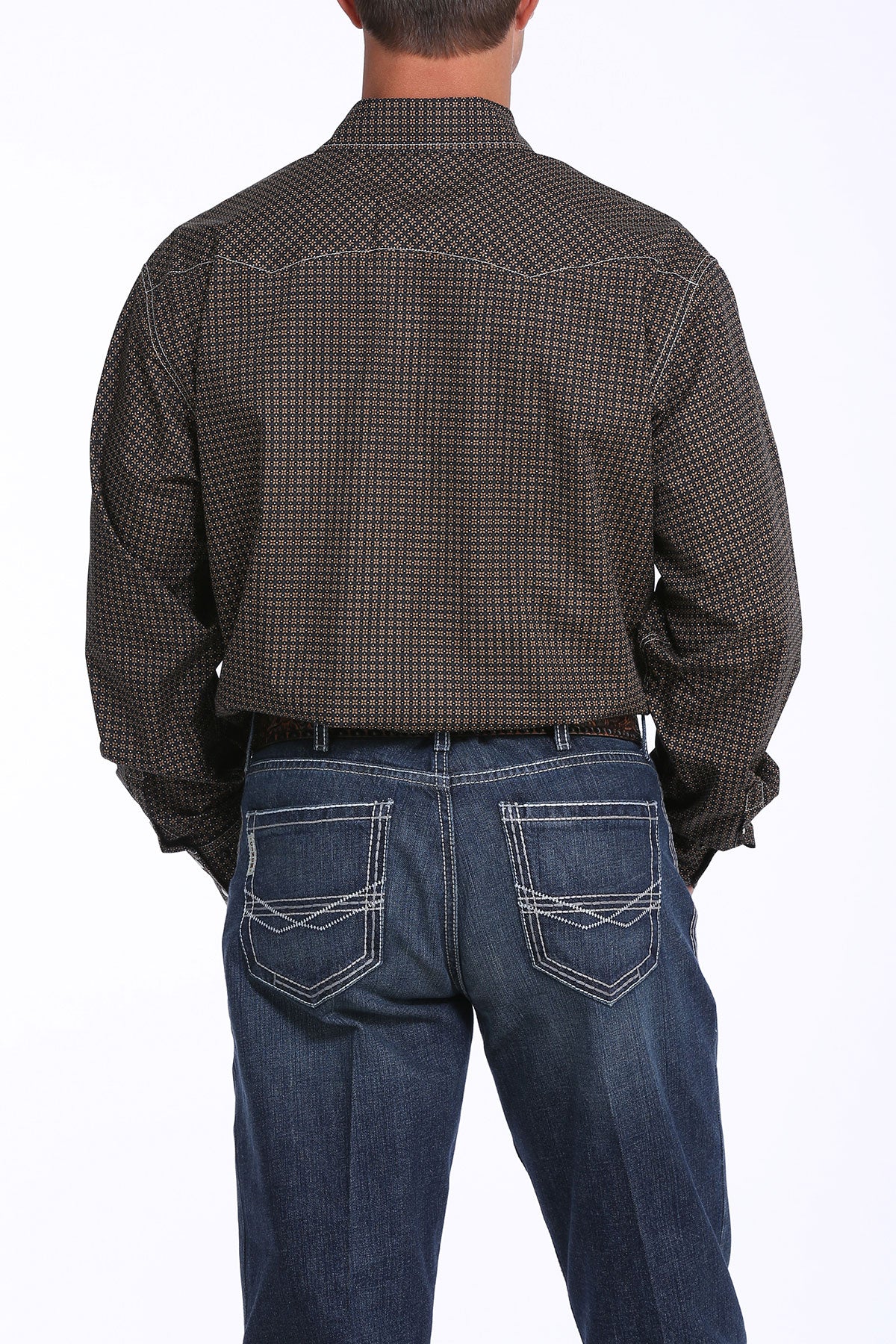 Cinch Men's Black & Khaki Long Sleeve Western Shirt