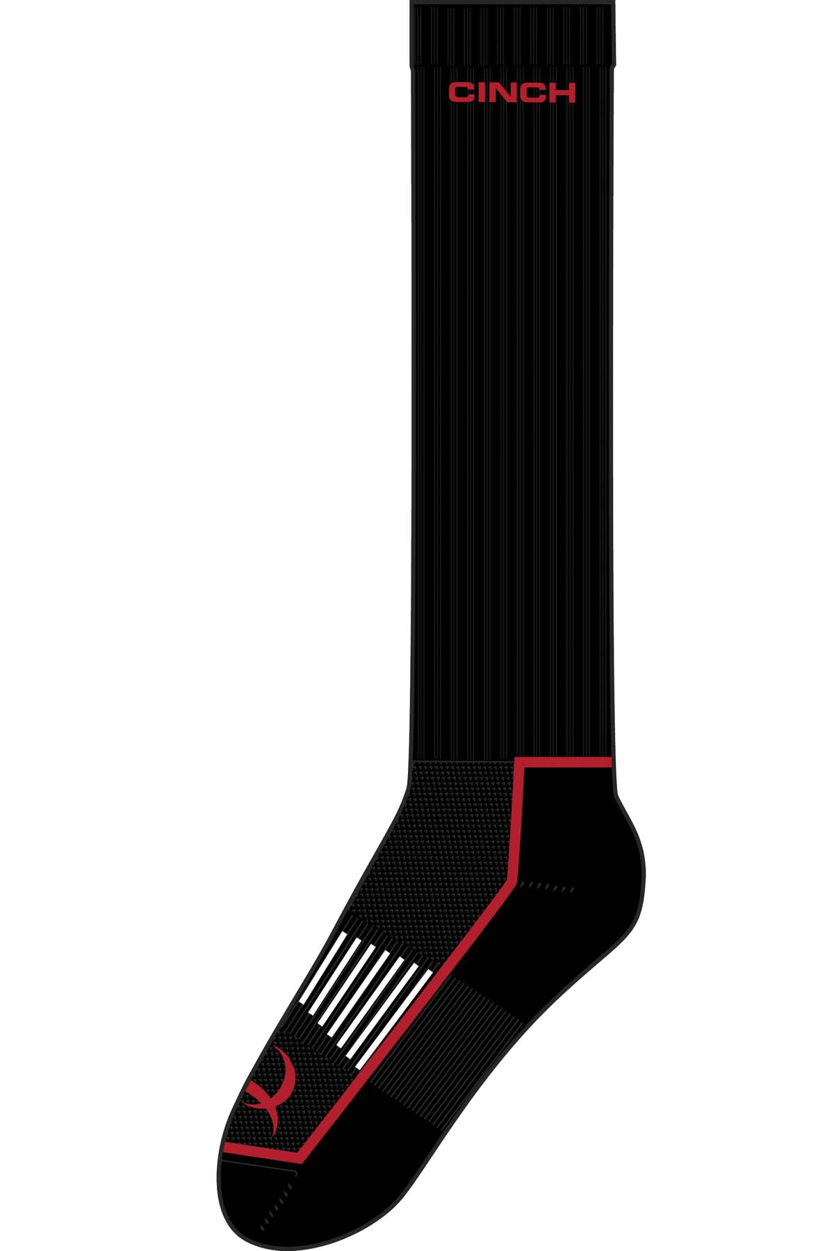 Cinch Men's Black/Red Boot Sock