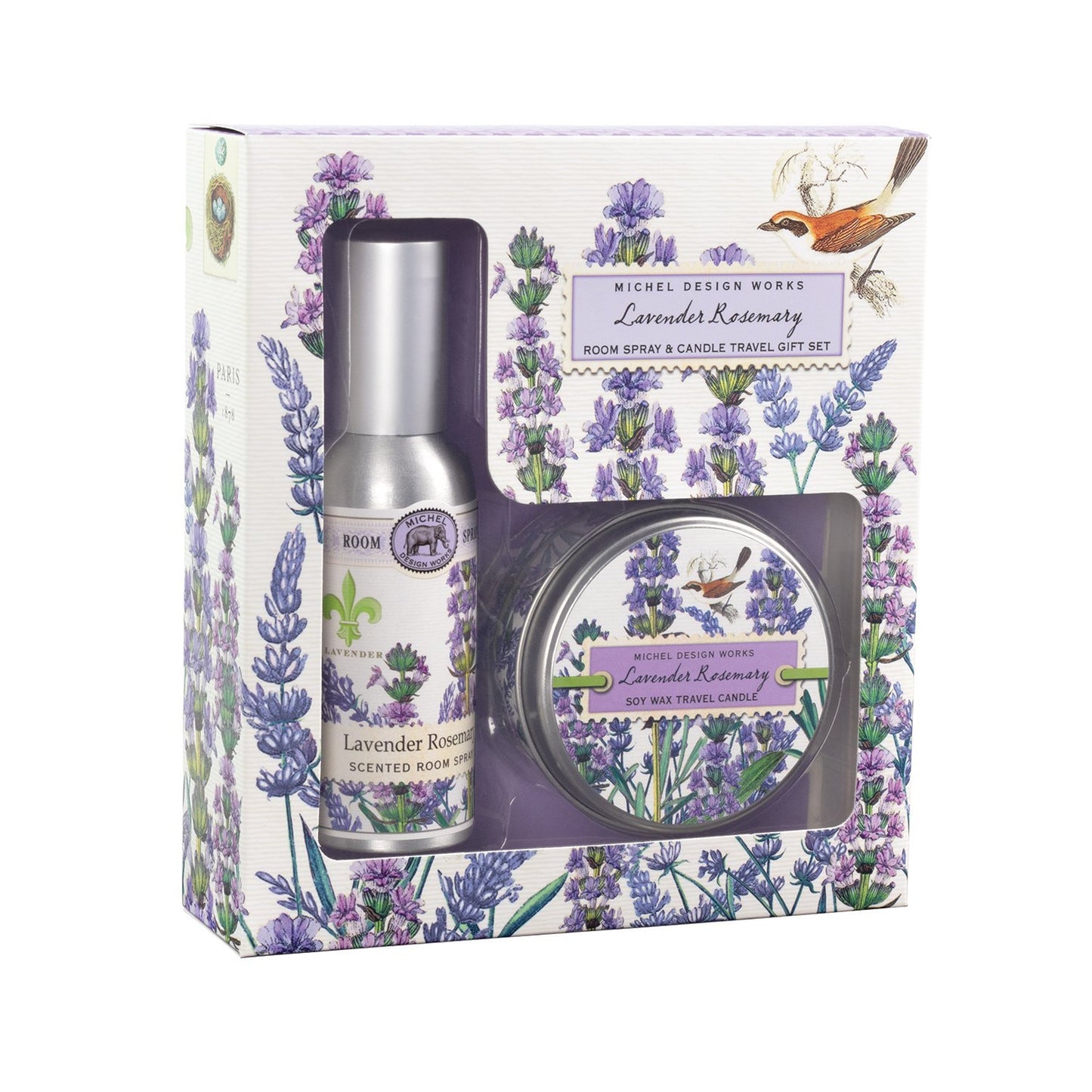 Michel Design Works Lavender Rosemary Spray and Candle Travel Gift Set
