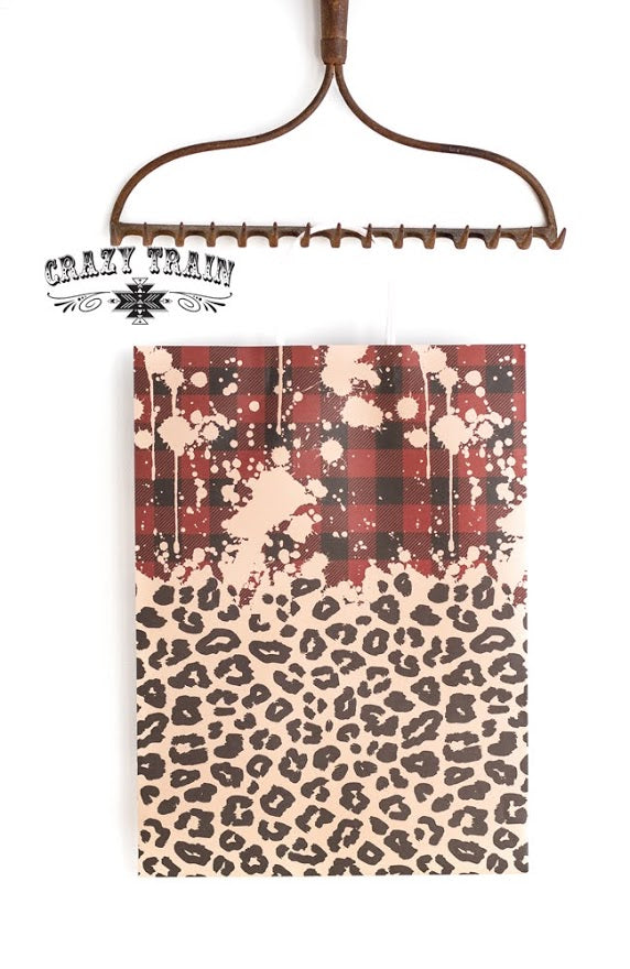 Crazy Train Plaid and Leopard Gift Bag