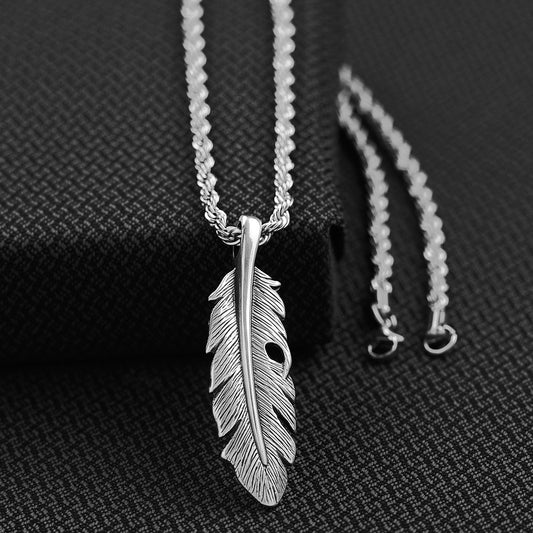 Men's Twister Feather Necklace
