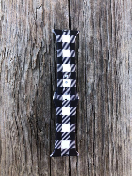 Black and White Buffalo Plaid Apple Watch Band (two sizes)