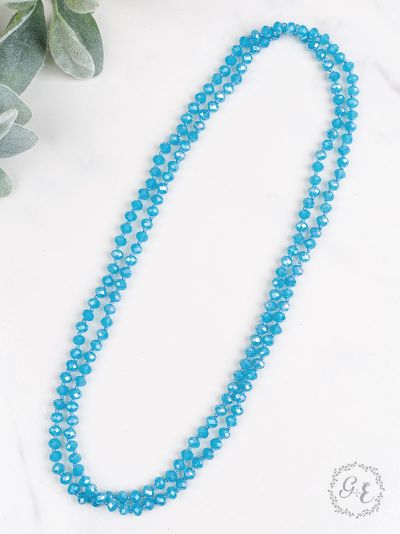 Frosty Blue 60" Double Wrap Beaded Necklace