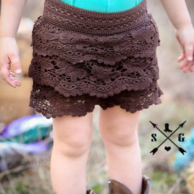 Kids Flower Crochet Brown Lace Shorts