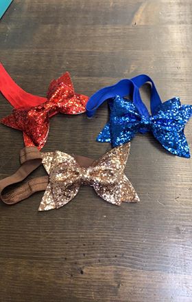Girls Glitter Headband Bow (Multiple Colors)