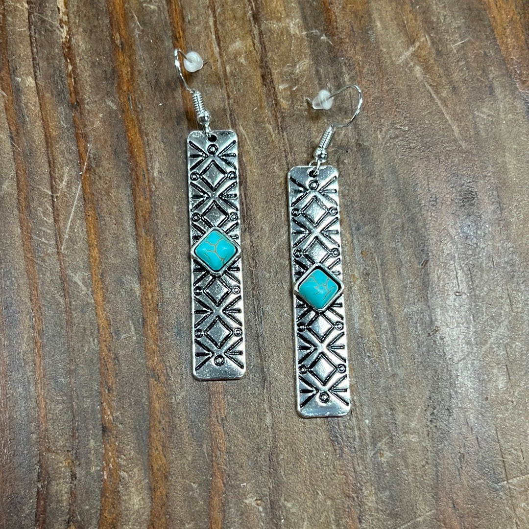 The Rock All Night Silver/Turquoise Dangle Earrings