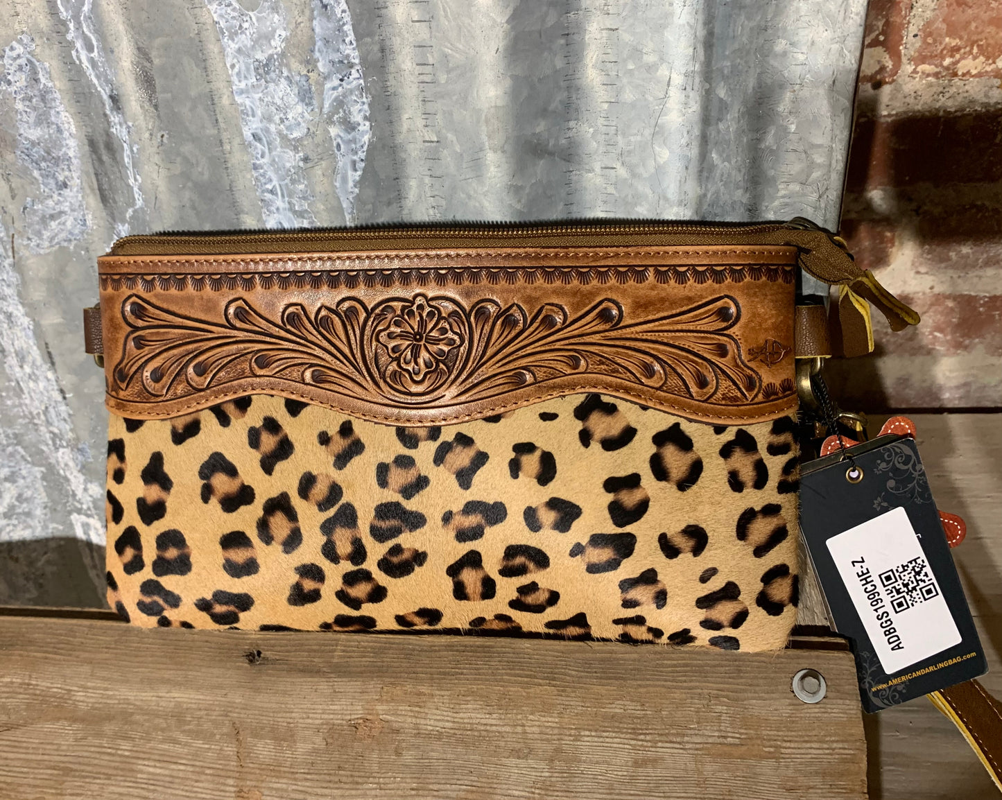 American Darling Hide Leopard Tooled Small Purse