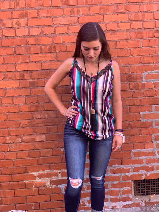 Crazy Train 6th Street Serape and Leopard Tank