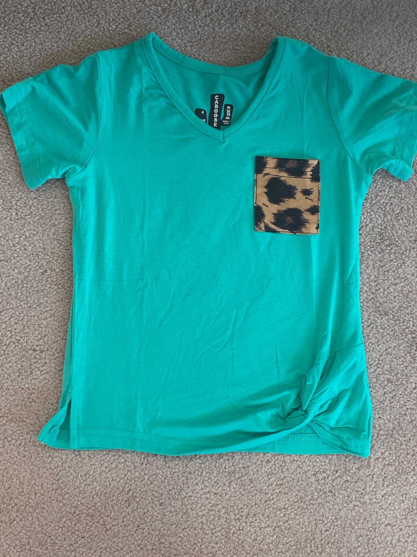 Crazy Train KIDS Party Pocket Turquoise-Leopard Knot Top