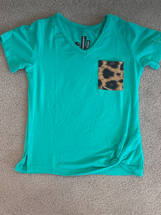 Crazy Train KIDS Party Pocket Turquoise-Leopard Knot Top