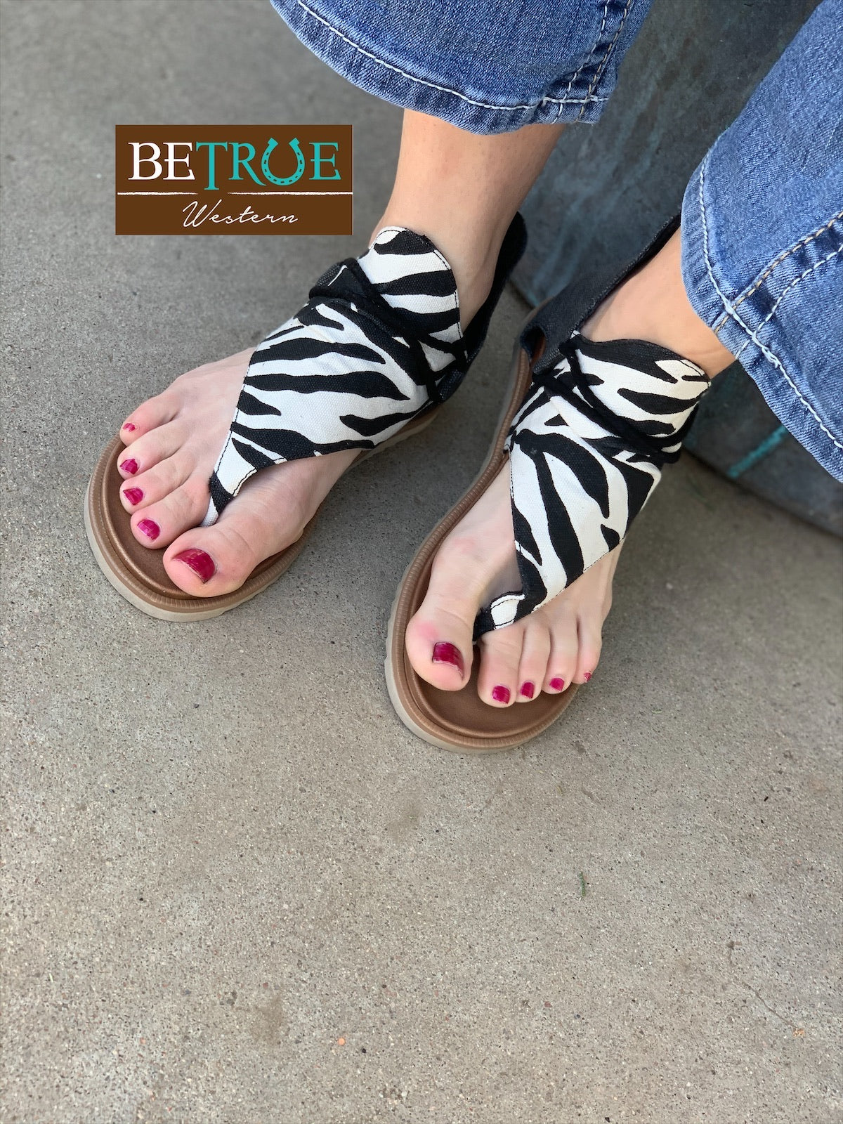 Very G Zebra Print Sparta Sandals Be True Western Boutique