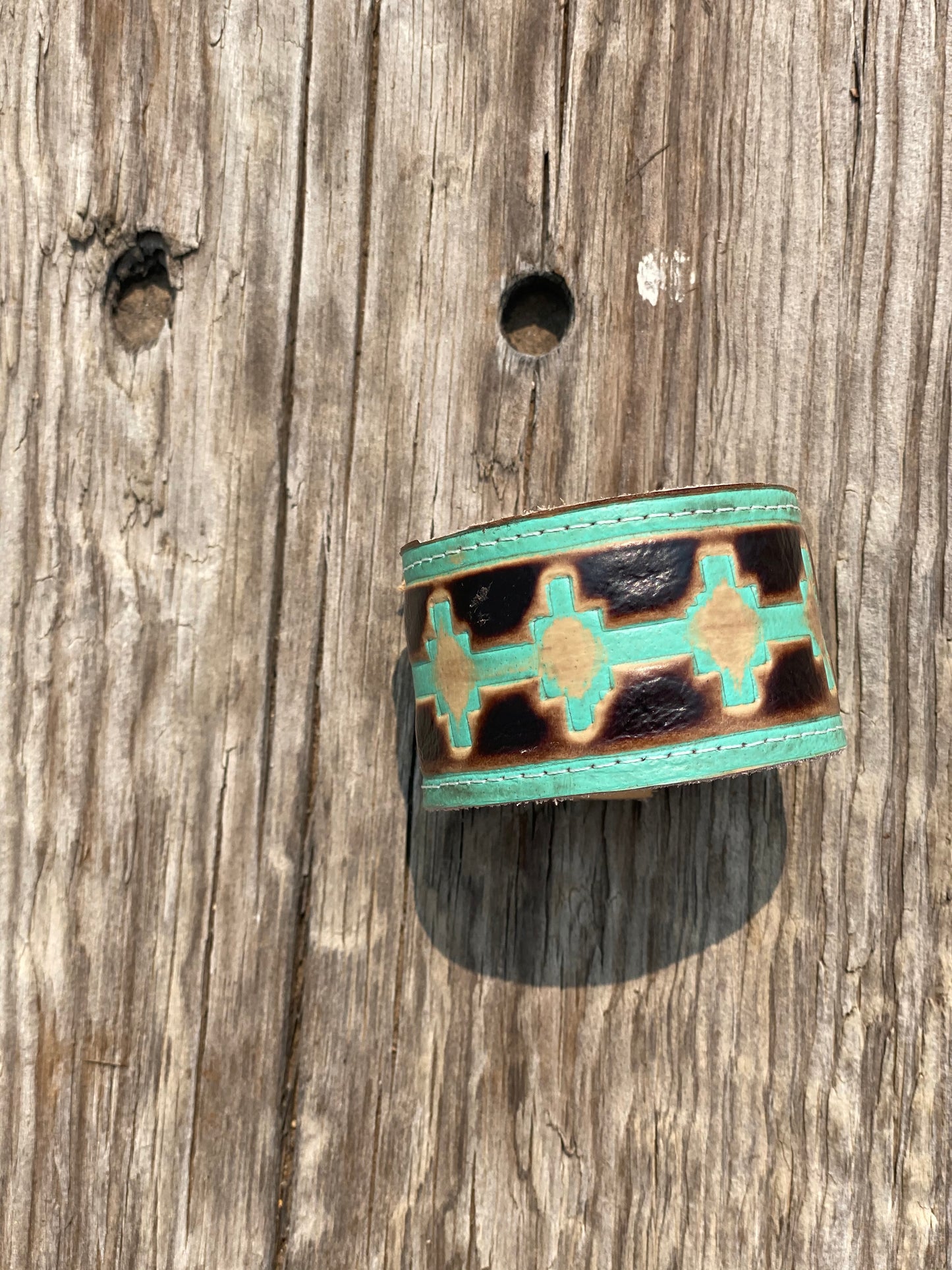 Turquoise/Brown Leather Cuff Bracelet