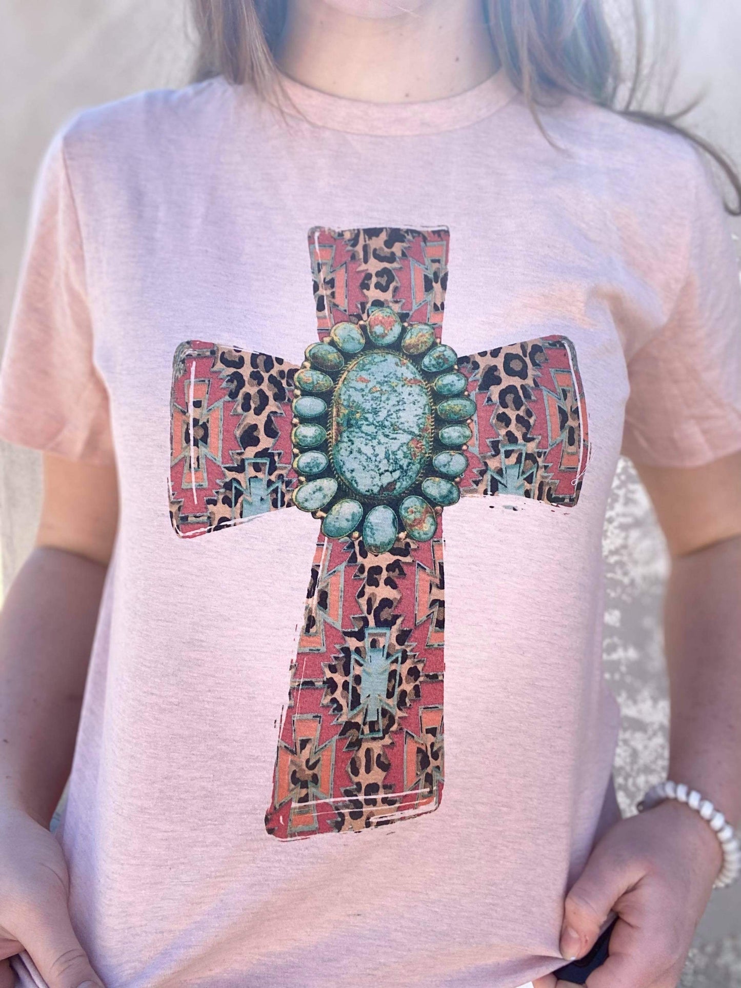 Aztec Cross With Turquoise Stone Graphic Tee